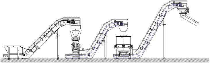 Instalación de triturado y centrifugado